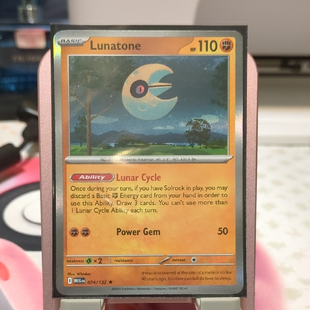 Pokemon Lunatone Trading Card - Orange and Blue
